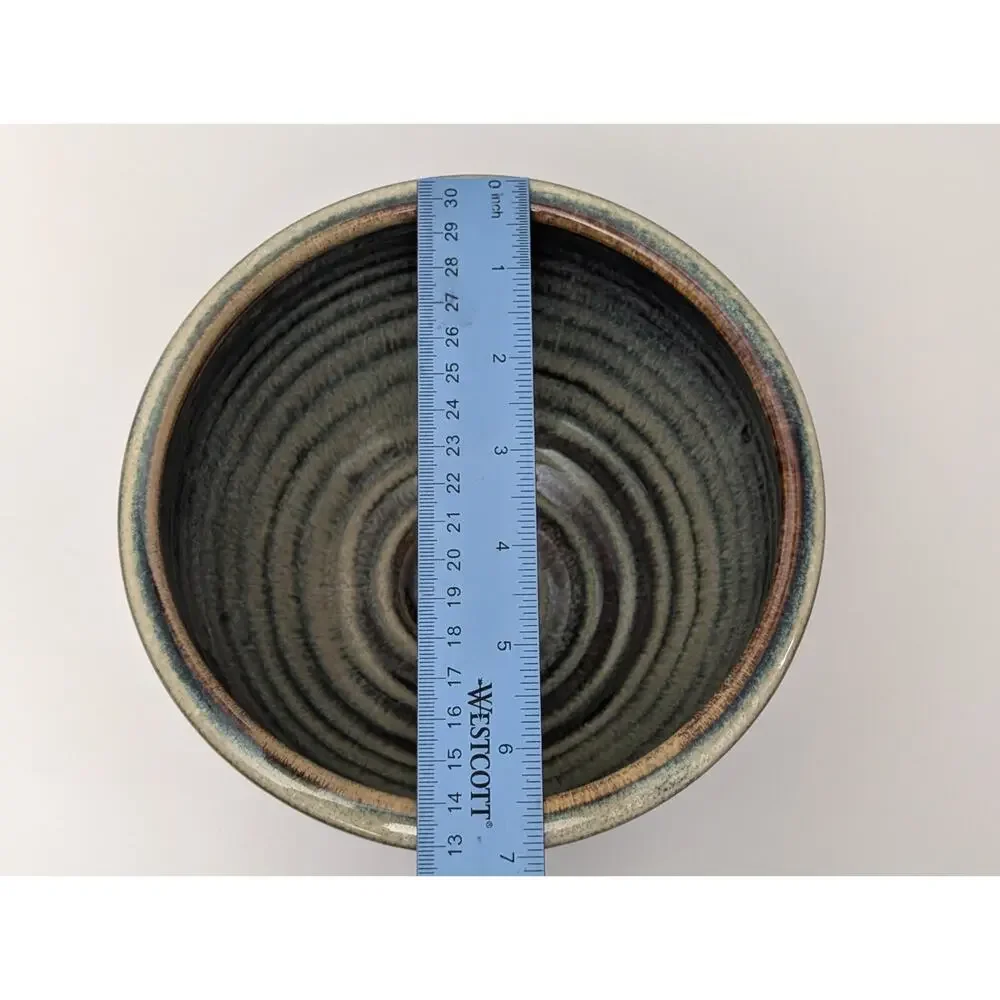 Bill Campbell Pottery Drip Glaze Ceramic Bowl Swirl Interior Art Studio Piece